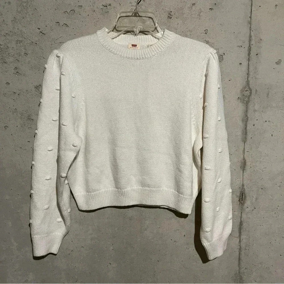 Levi's Sweaters - Levi’s Womens Puff Sleeve Jumper NWT Size M Cream Crew Neck Pullover Cropped